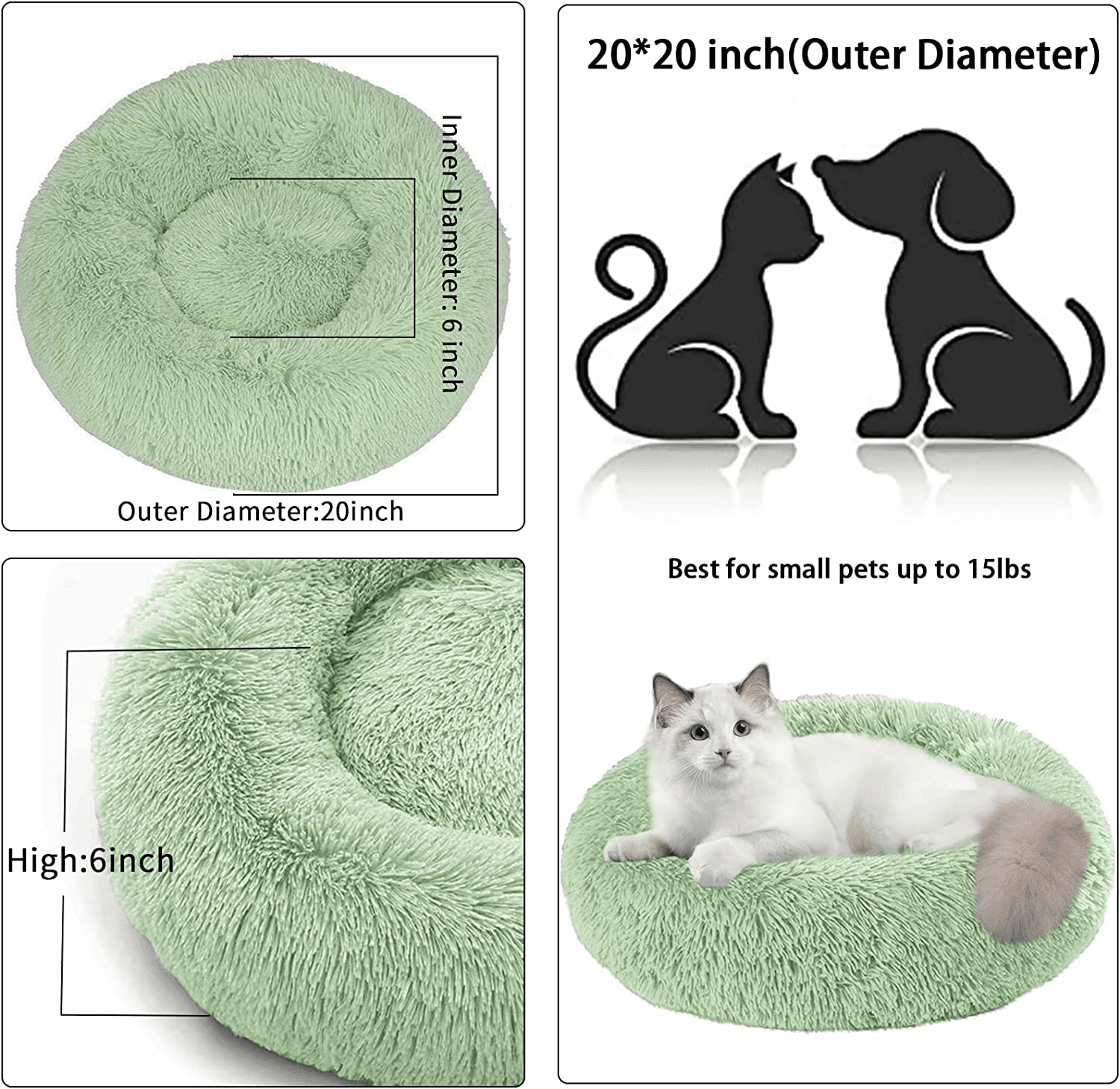 Dog Bed &amp; Cat Bed, Puppy Bed Warming Round Pet Bed, Donut Bed