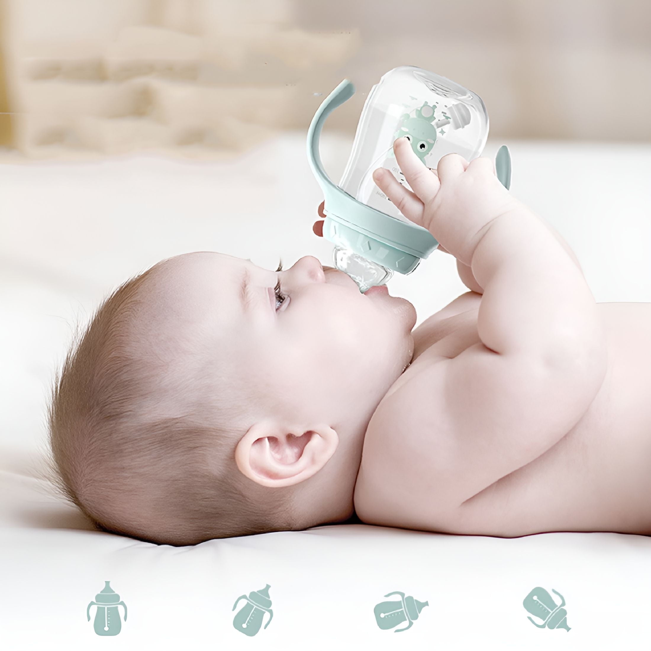 ACDANC 1Pc Handheld Baby Bottle 0-6 Month Newborn Self-Feeding Cups Training Infant Juice Milk Drinking with Spout Travel Gifts 180ML, Green