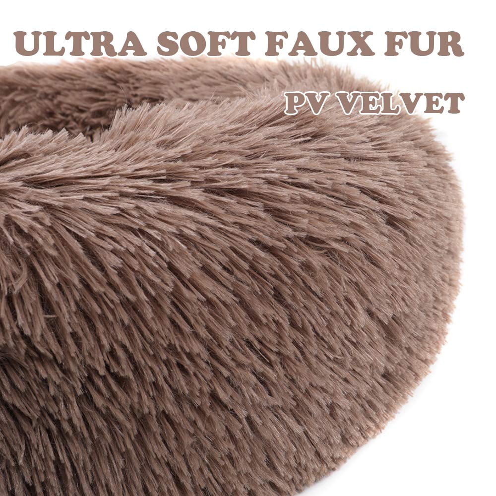 Round Plush Pet Bed for Dogs &amp; Cats, Dog Bed Sleeping Kennel Nest