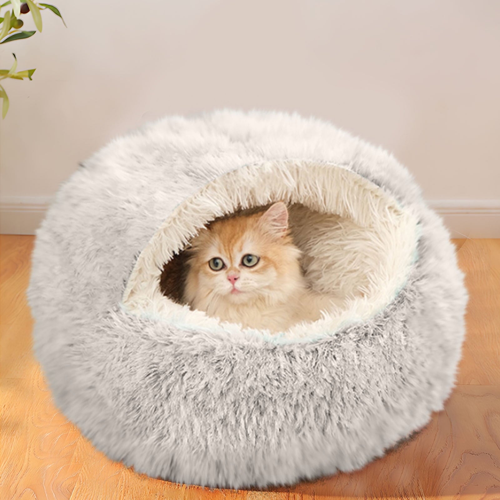 Washable Cat Bed &amp; Dog Bed, Semi-closed Bed for Small Medium Large Pets, Plush Cotton No Deformation Pet Bed on Clearance, Multipleon (11"x 11"x 10", Gray)