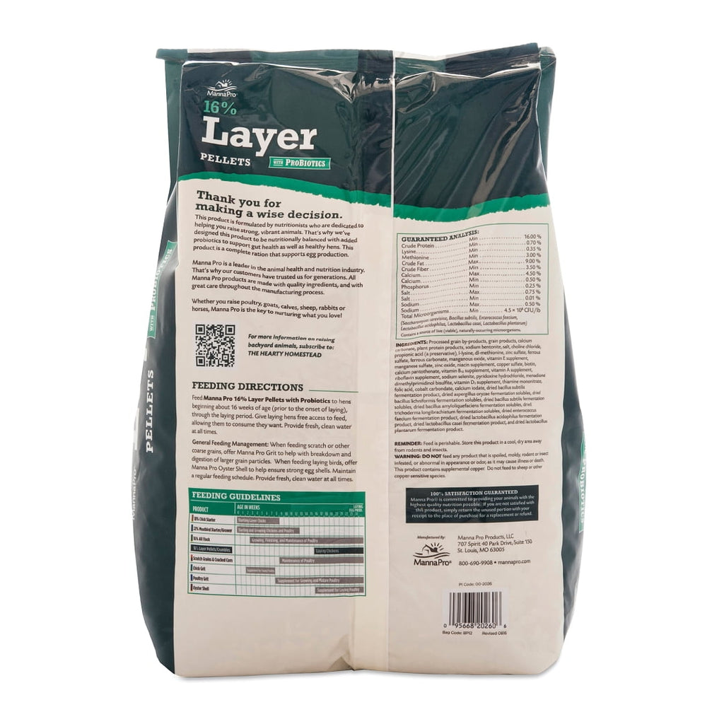 16% Layer Pellets for Laying Hens, Crafted with Probiotics - 1 Bag - 8 lbs.