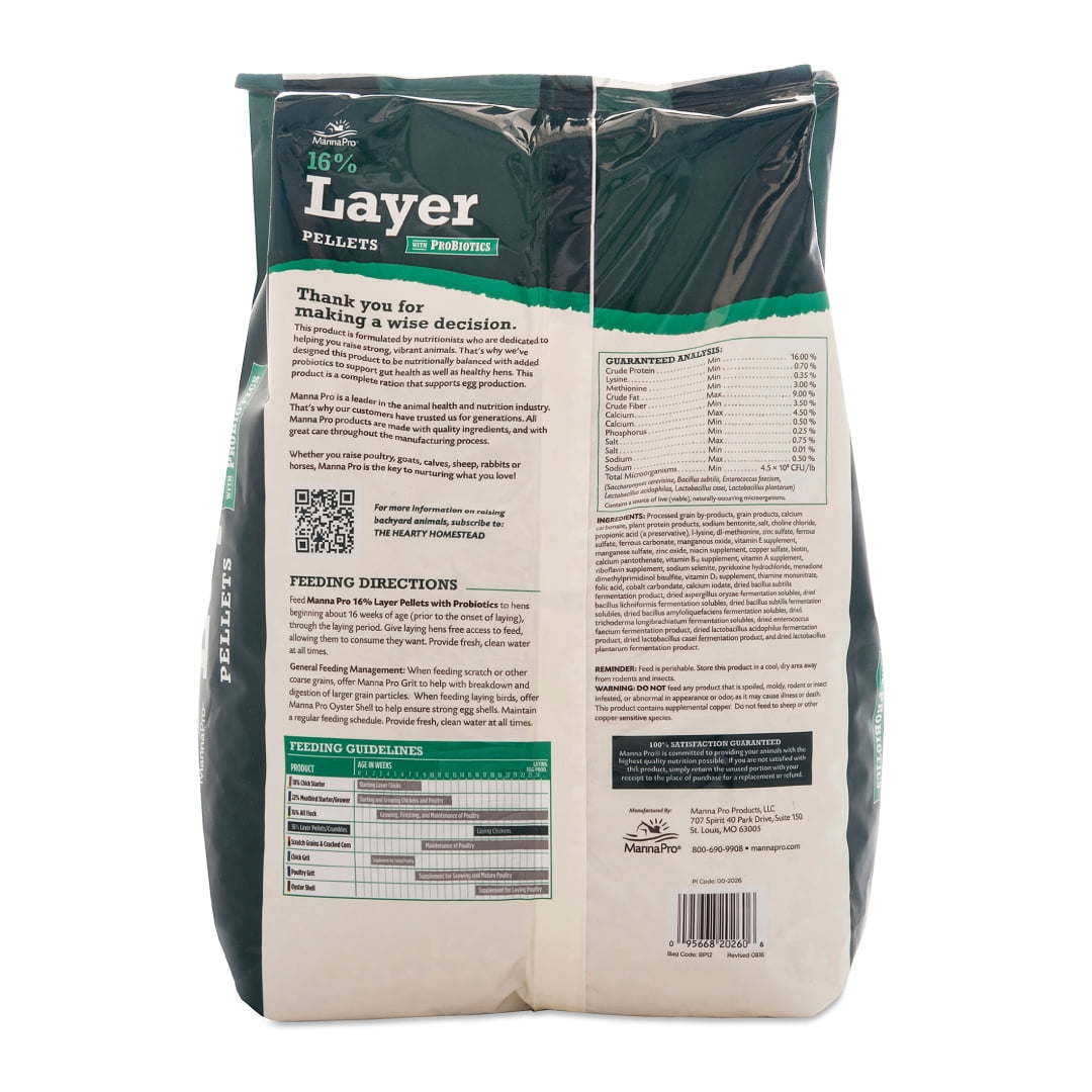 16% Layer Pellets for Laying Hens, Crafted with Probiotics - 1 Bag - 8 lbs.