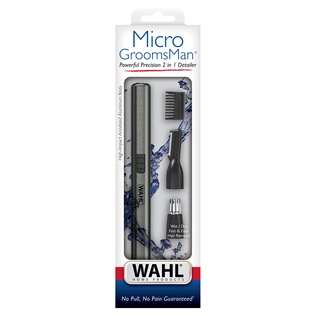 Micro Groomsman AAA 2-in-1 Detail Trimmer for Men, Satin Nickel-Black, #5640-600