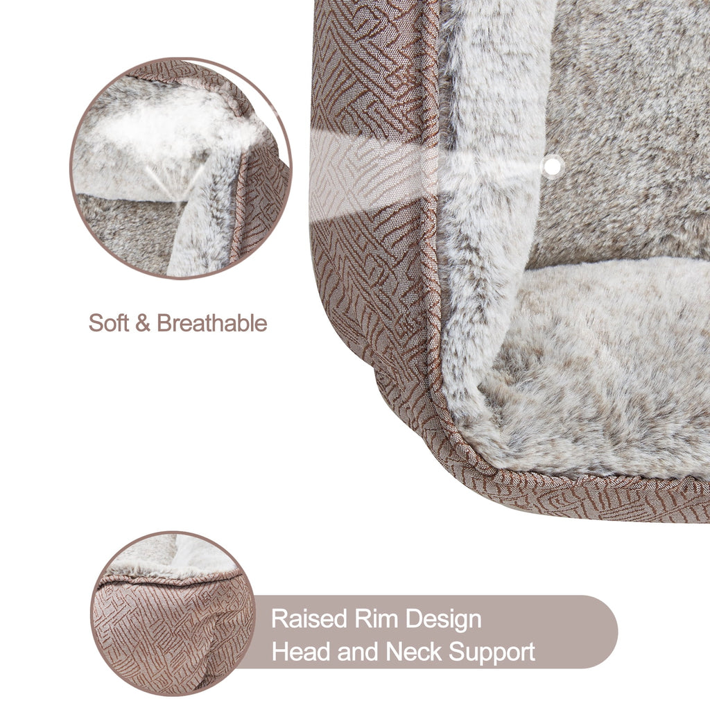 Dog Bed Washable Pet Bed, Anti Anxiety Cat Bed &amp; Sofa, Cute Plush Pet Bed for Small Dog and Cat - Small Rectangle