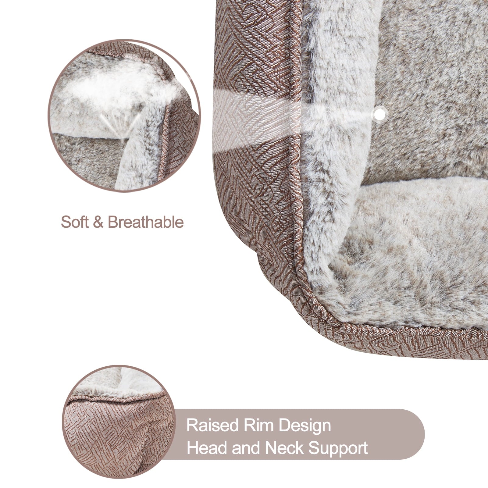 Dog Bed Washable Pet Bed, Anti Anxiety Cat Bed &amp; Sofa, Cute Plush Pet Bed for Small Dog and Cat - Small Rectangle