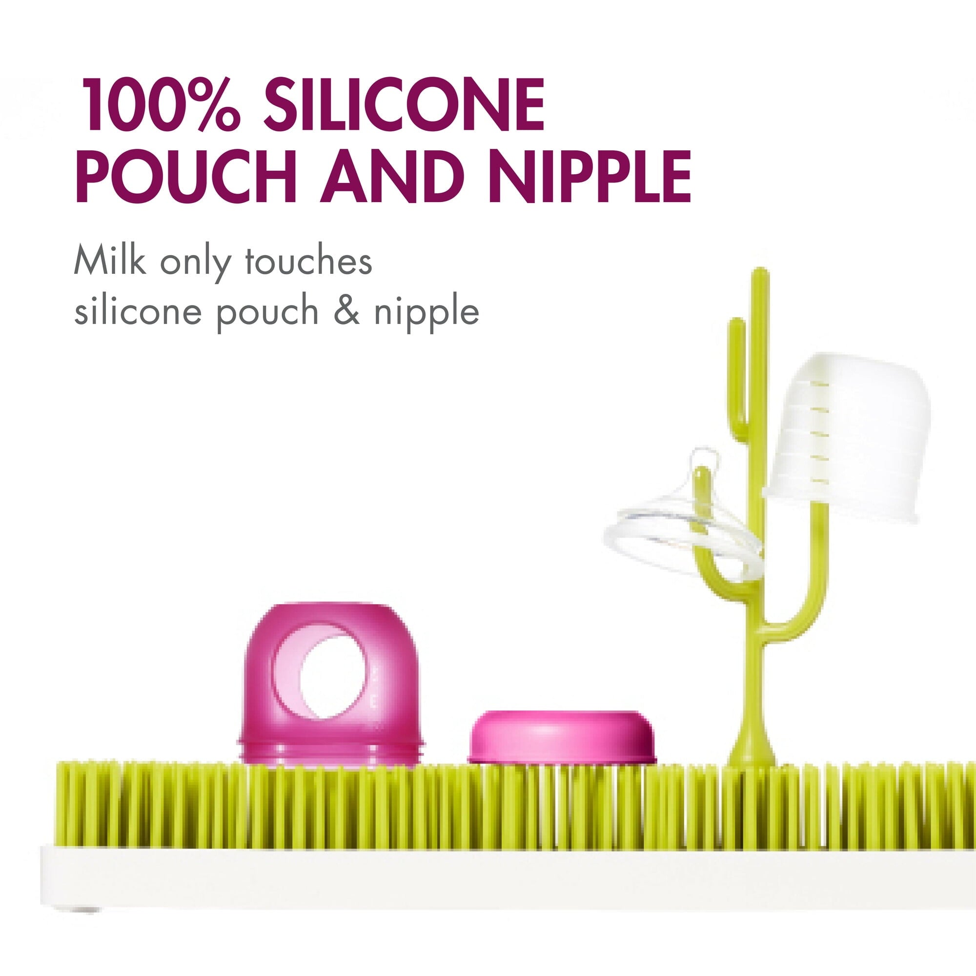 Nursh Silicone Pouch Baby Bottle, Air-Free Feeding, Pink Multi Pack 4 Oz 3 Pk