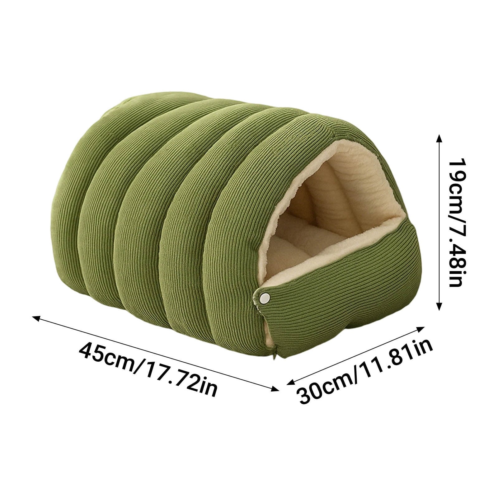 Winter Small Pet Bed - Washable Semi-Enclosed Cat/Dog Bed, Dual-Purpose (Open/Closed), Wear-Resistant Cloth, Fits Pets Under 5 lbs, Green, Compact 18.9x11.8x7.87in