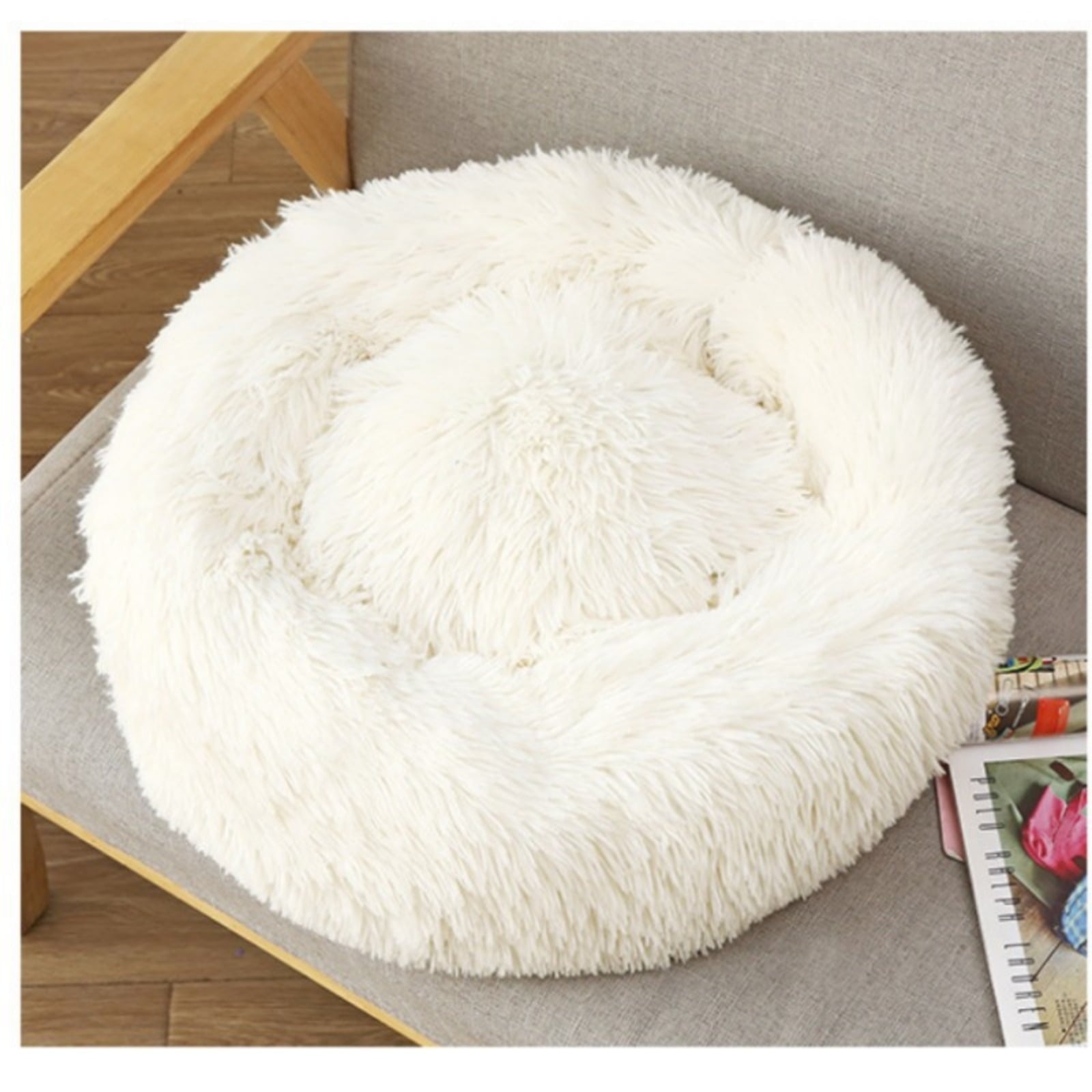 Round Plush Pet Bed for Dogs &amp; Cats, Dog Bed Sleeping Kennel Nest