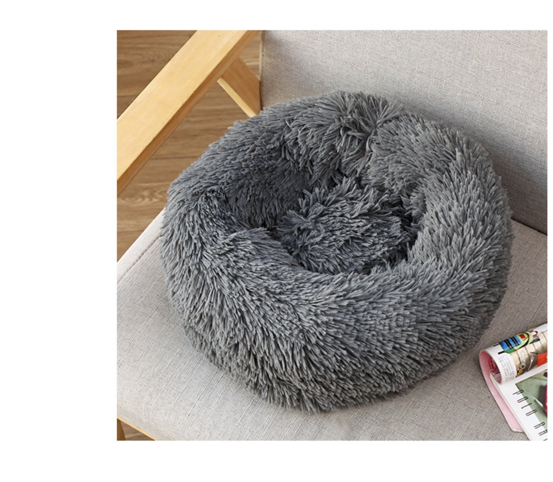 Round Plush Pet Bed for Dogs &amp; Cats, Dog Bed Sleeping Kennel Nest