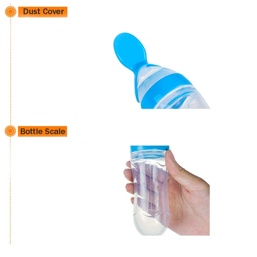 90ml Silicone Feeding Bottle with Spoon for Baby Toddler Food Rice Cereal Feeder Bottles