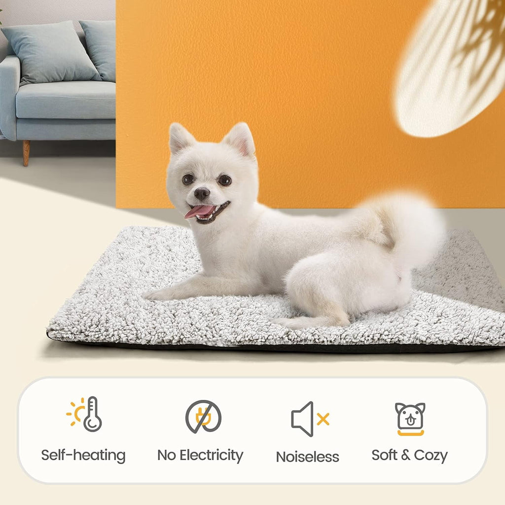 Self Warming Cat Bed for Indoor Cats Self Heating Pet Pad with Removable Washable Cover Non Slip Dog Bed for Small Dogs, Gray, 24*18
