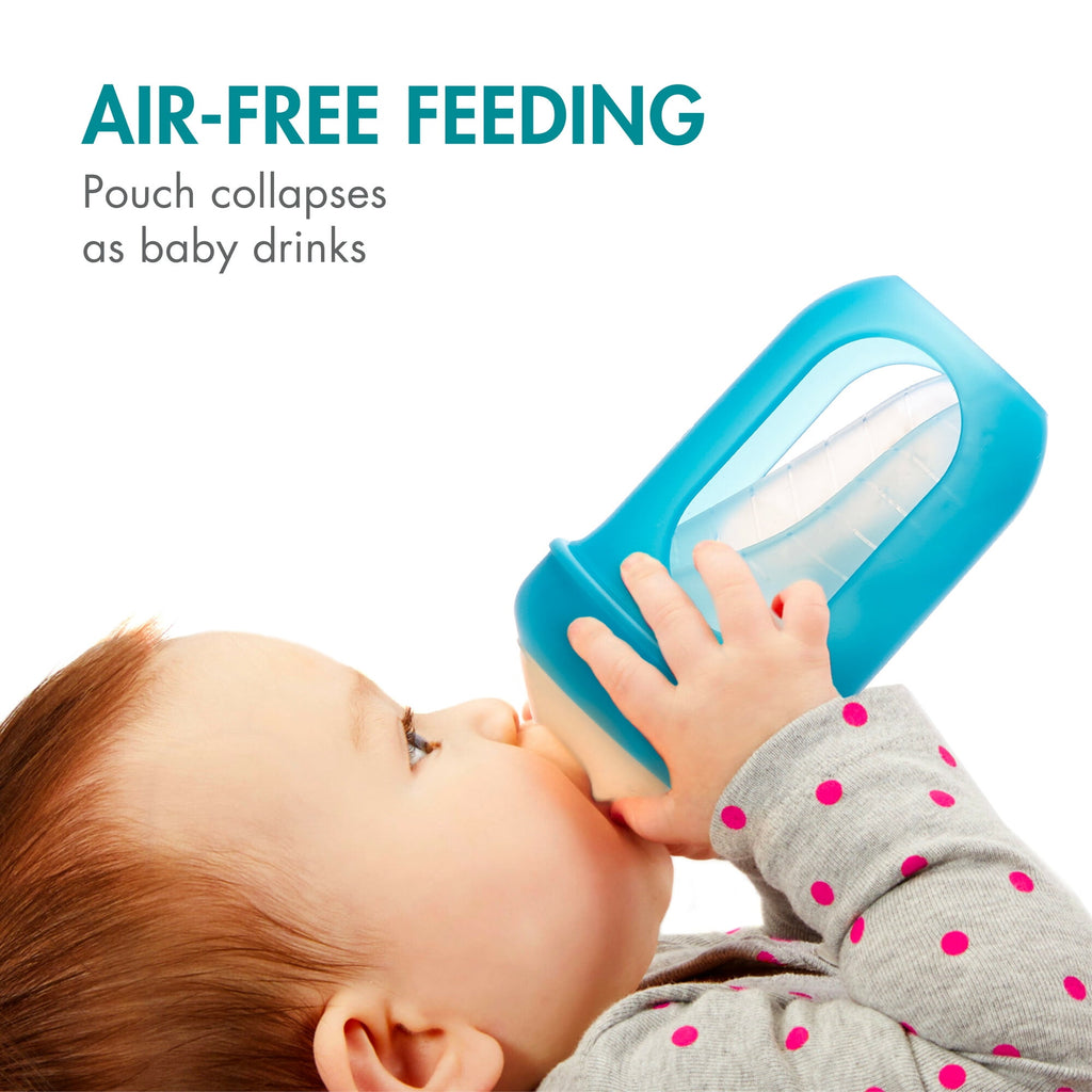 NURSH Silicone Pouch Baby Bottles – Stage 2 Medium Flow – 8oz – Marble (3pk)