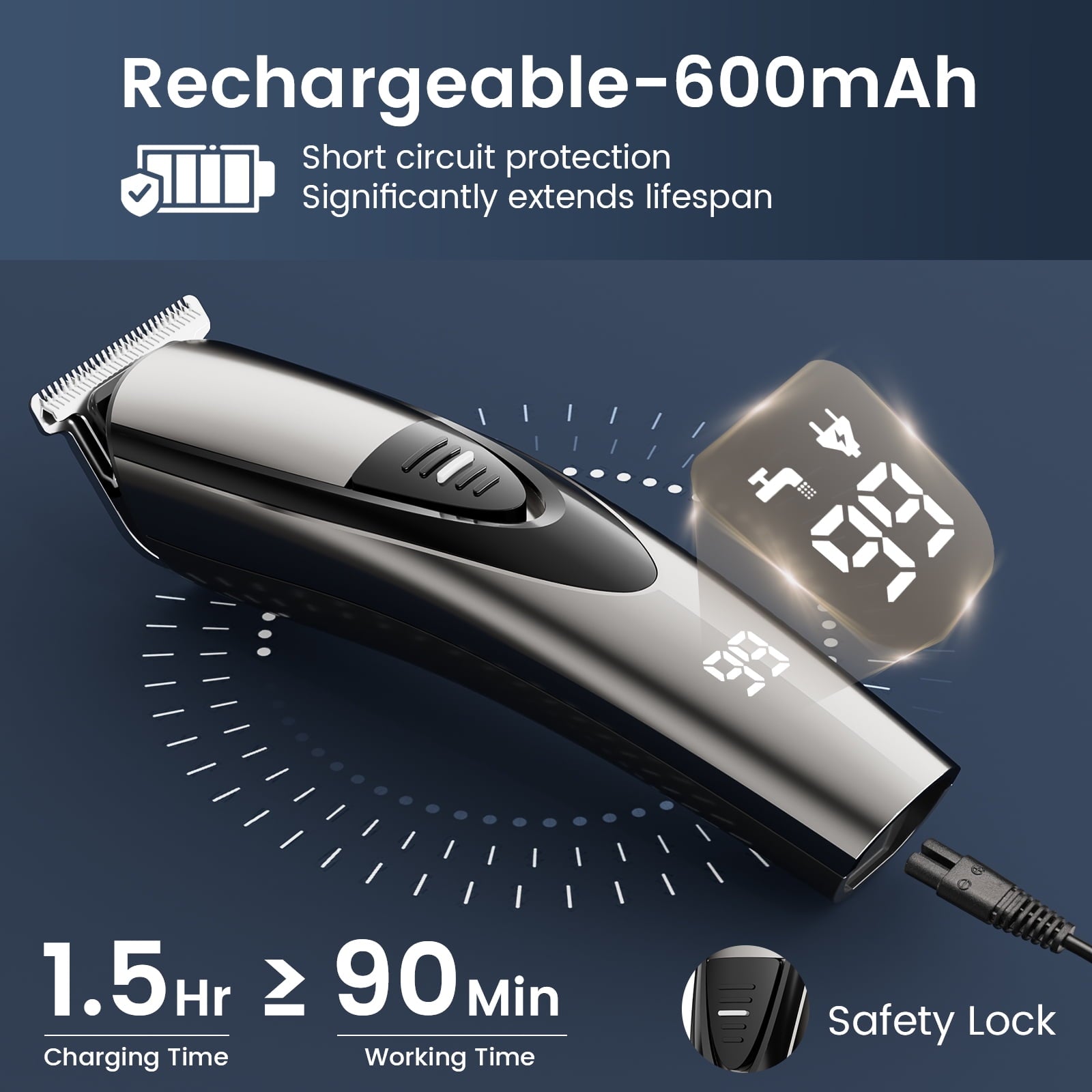 Skdwakiz Hair Trimmer for Men, Cordless Hair Clippers with Safety Lock, All in One Mens Grooming Kit for Face, Mustache, Nose and Body, Rechargeable Beard Trimmer, Gifts for Husband Father
