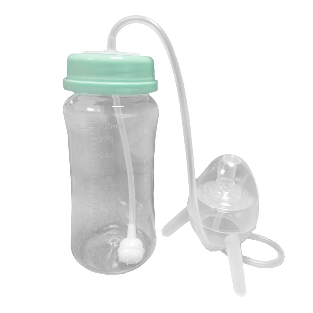 Sorrowso Self-Feeding Baby Bottle with Long Straw Handless Imitation Milk Weaning Bottle