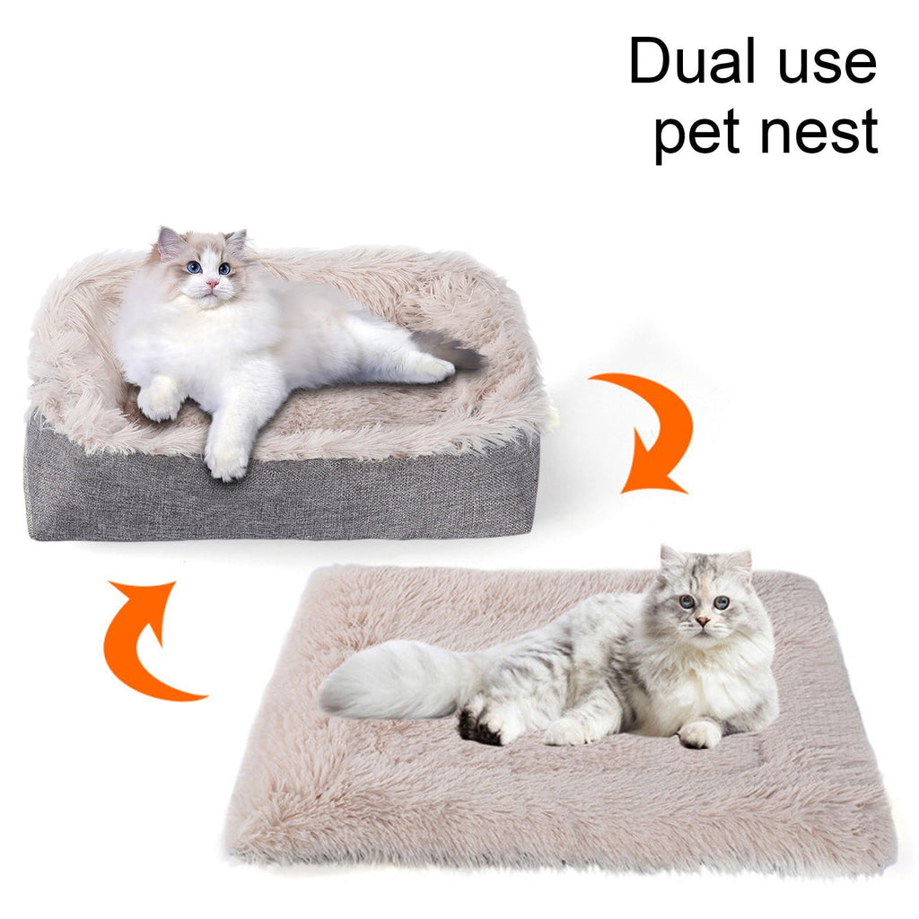 Large Pet Bed for Cat or Dog, Rectangle, 24x20 Inch(Beige)