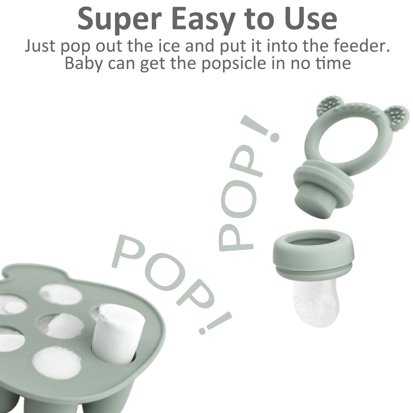 Silicone Baby Fruit Food Feeder Pacifier &amp; Breastmilk Popsicle Freezer Molds, Baby Food Storage Containers Breast Milk Ice Cubes for Baby Teething &amp; Infant Self Feeding, BPA Free (Green)