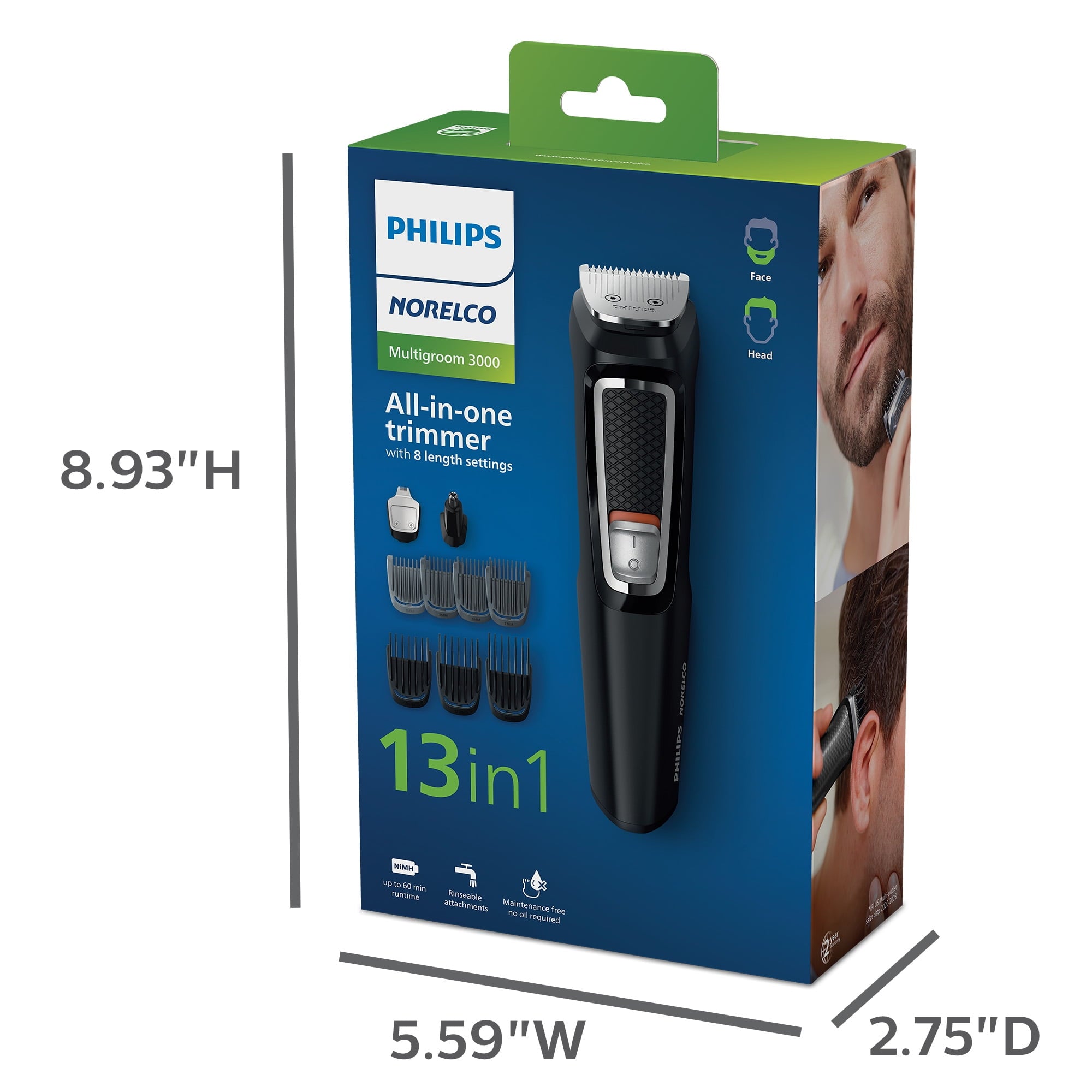 Multi-groomer Series 3000, Powered Electric Trimmer MG3740/40, 1 Each - 13 Pieces