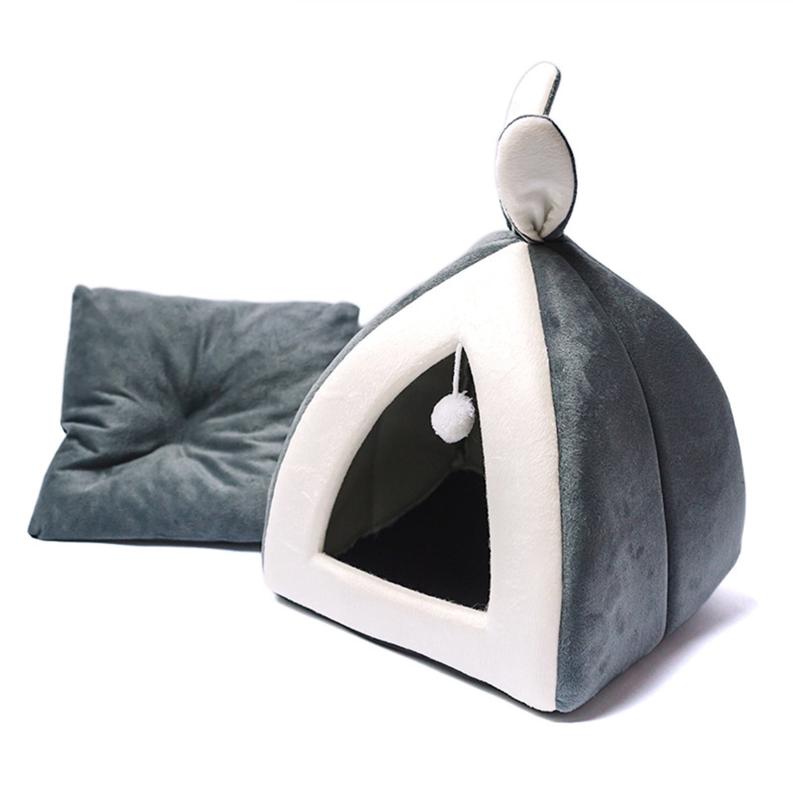Washable Cat Bed &amp; Dog Bed, Semi-closed Bed for Small Medium Large Pets, Plush Cotton No Deformation Pet Bed on Clearance, Multipleon (11"x 11"x 10", Gray)