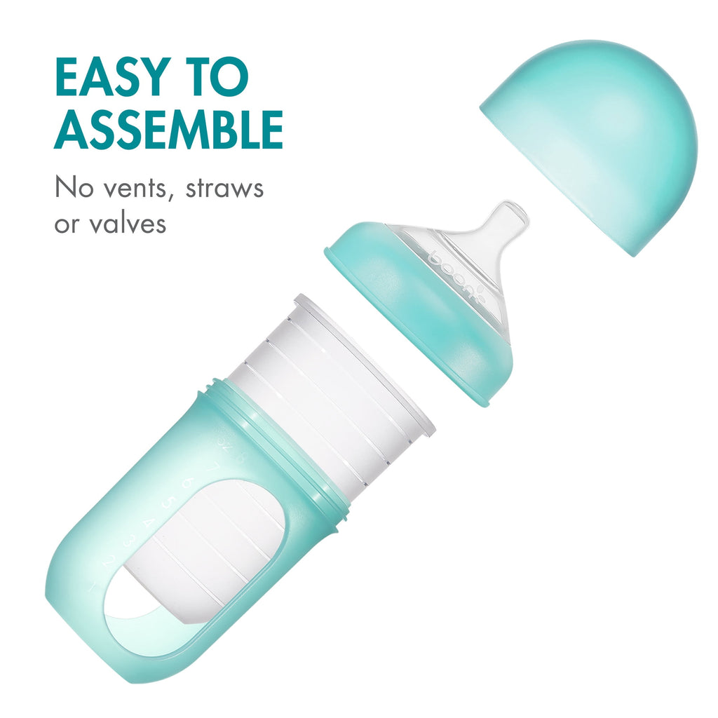 NURSH Silicone Pouch Baby Bottles – Stage 2 Medium Flow – 8oz – Marble (3pk)