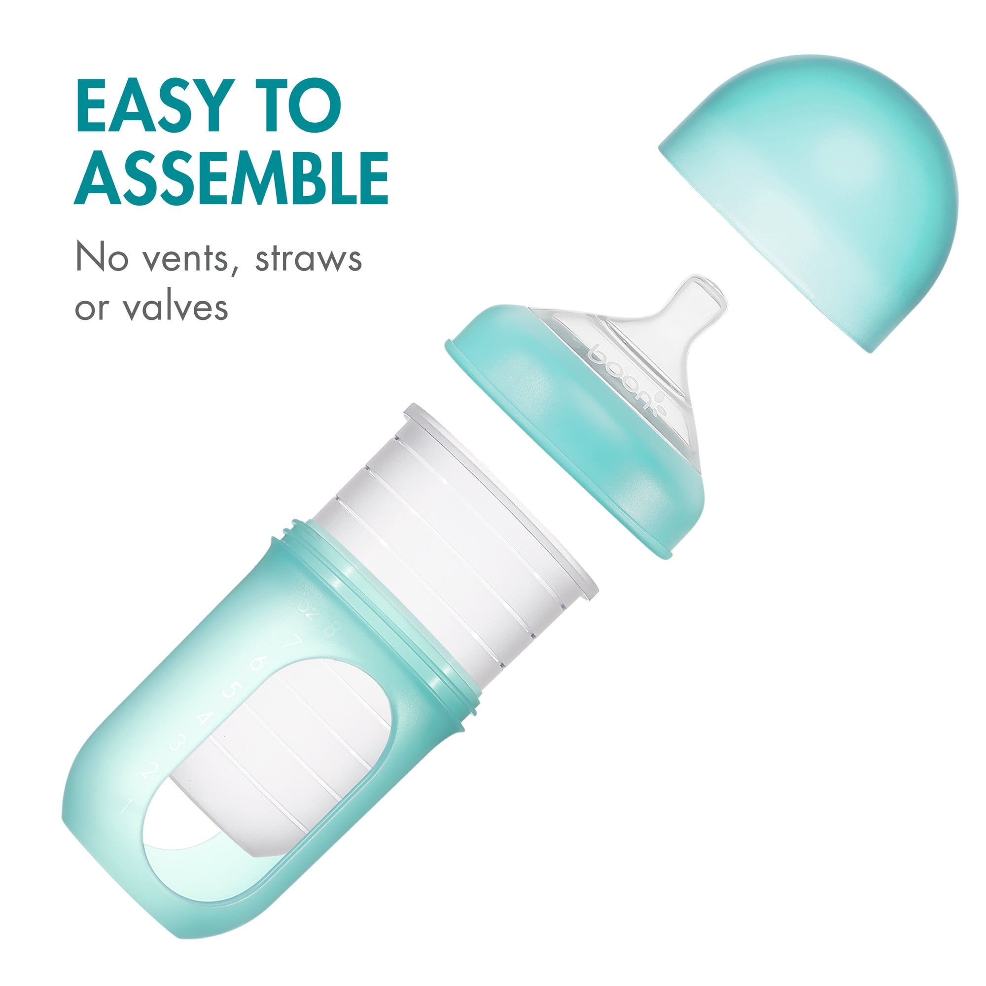 NURSH Silicone Pouch Baby Bottles – Stage 2 Medium Flow – 8oz – Marble (3pk)