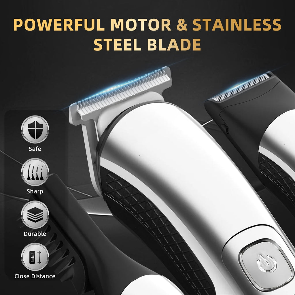 Beard Trimmer for Men,All-in-One Trimmer Kit - IPX7 ,LED Display, Wet/Dry Shower-Safe,Hair Clipper for Men,Grooming Kit for Nose Body Face &amp; Mustache