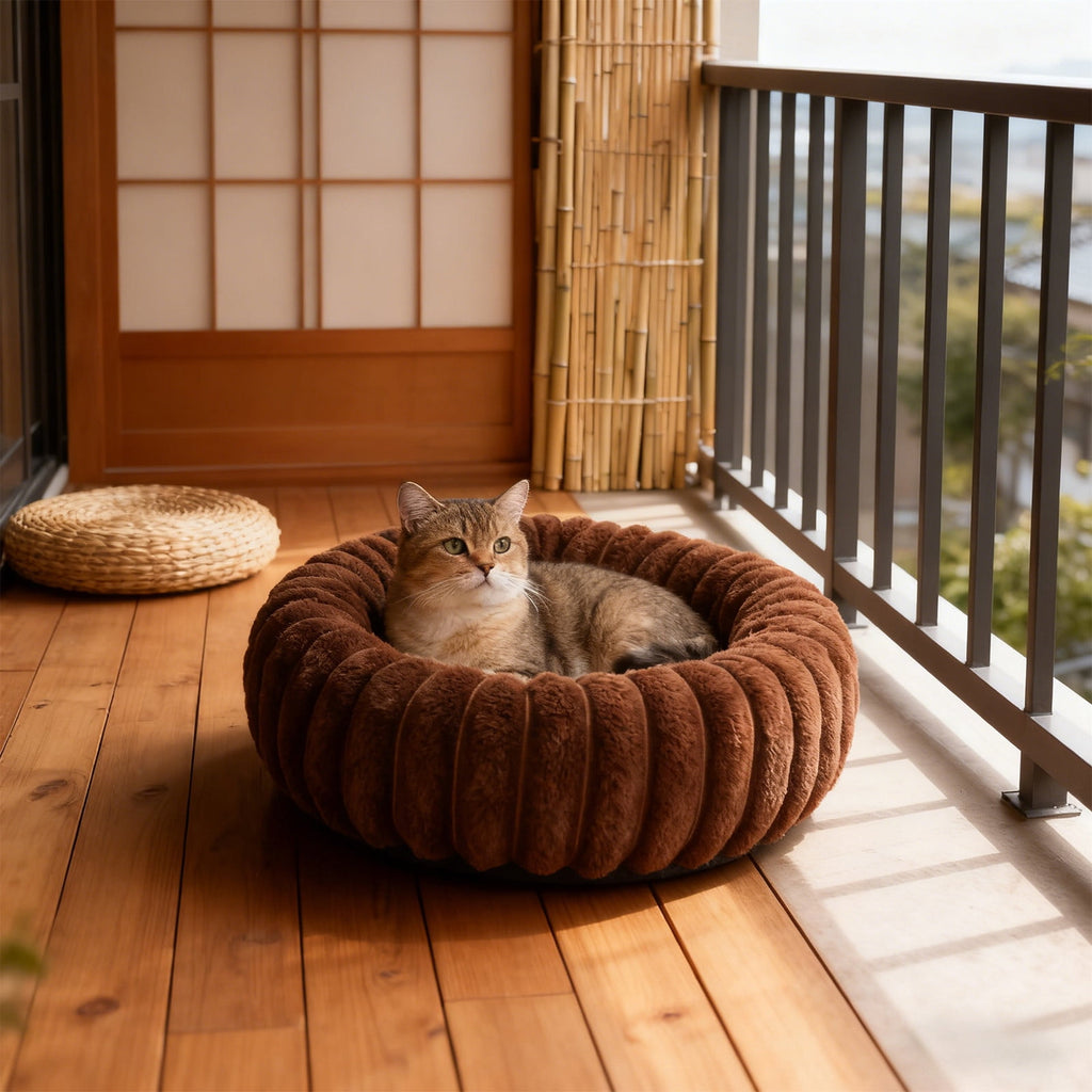 High Pile Plush Round Pet Bed Kennel Mat Extra Dog Cat Bed with Raised Edge for Small Medium Pets
