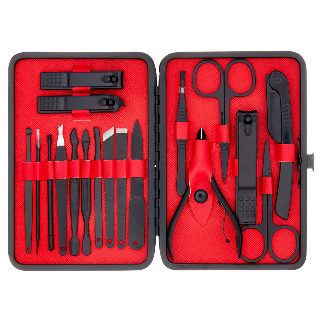 Manicure Set, Pedicure Kit, Nail Clippers, Grooming Kit, Nail Tools 18 In 1 with Luxurious Travel Case For Men and Women Upgraded Version