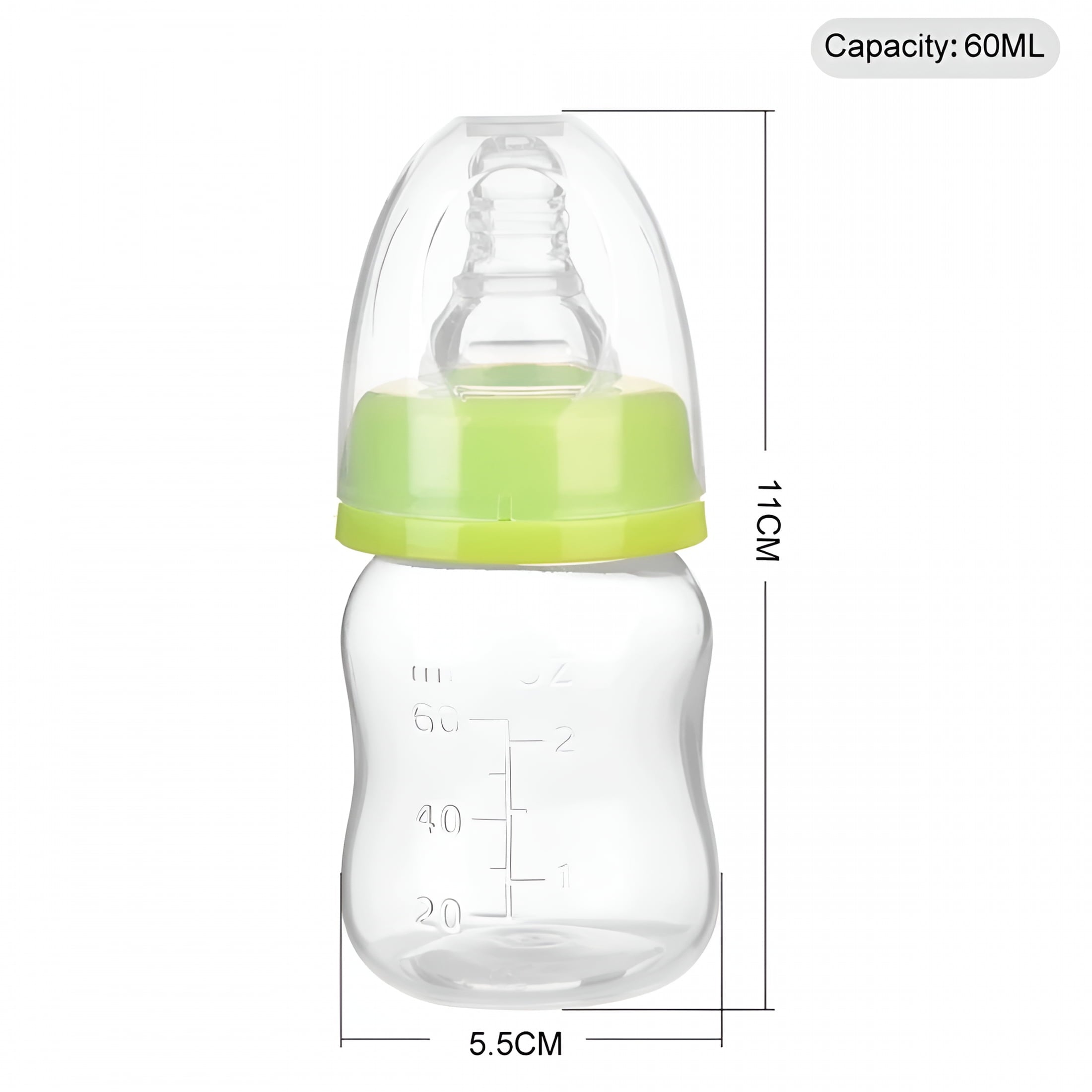 BESTSKY 1Pc Feeding Bottle Feed &amp; Soothe Set Candy Bottle Mini Practical Pacifier Creative Blue Juice Bottle with Pacifier for Baby Doll-Green(2 oz)