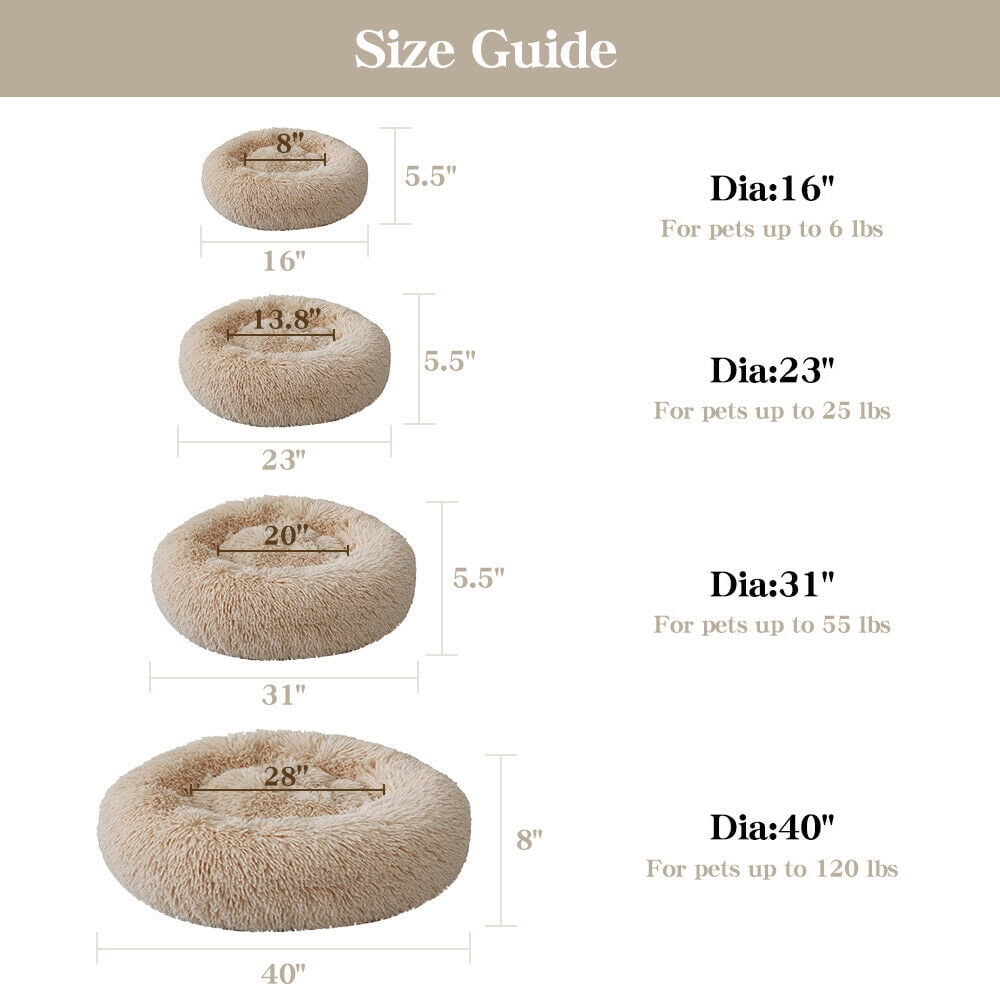 Round Plush Pet Bed for Dogs &amp; Cats, Dog Bed Sleeping Kennel Nest
