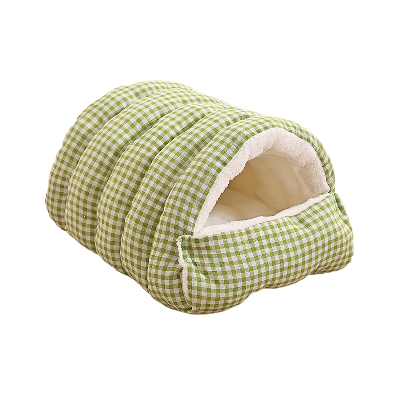 Winter Small Pet Bed - Washable Semi-Enclosed Cat/Dog Bed, Dual-Purpose (Open/Closed), Wear-Resistant Cloth, Fits Pets Under 5 lbs, Green, Compact 18.9x11.8x7.87in