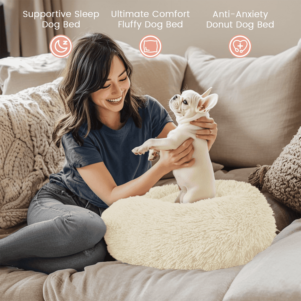 20 Inch Donut Dog Bed for Small Dogs, Round Pet Bed, Washable Dog Bed for Small Medium Dogs and Cats