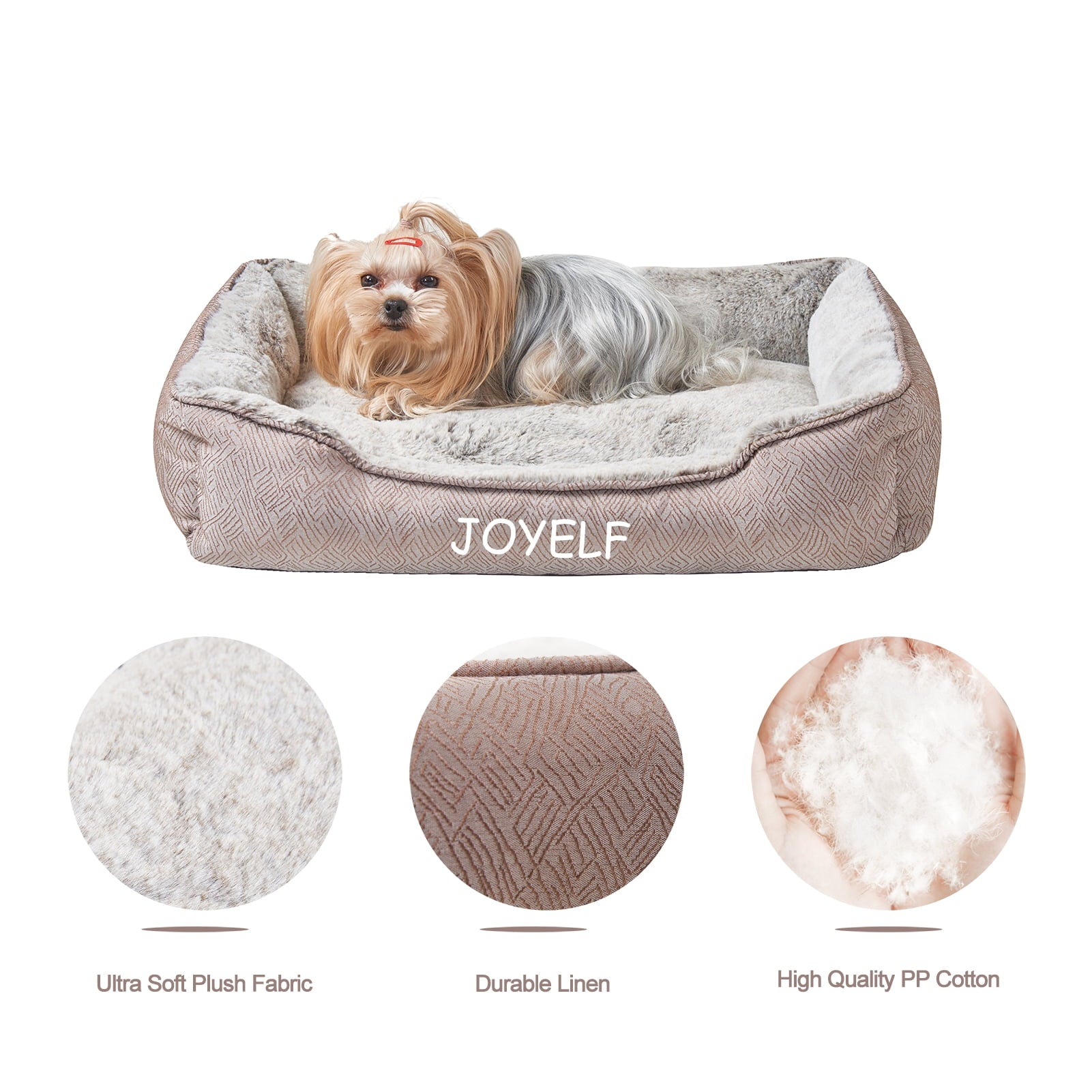 Dog Bed Washable Pet Bed, Anti Anxiety Cat Bed &amp; Sofa, Cute Plush Pet Bed for Small Dog and Cat - Small Rectangle