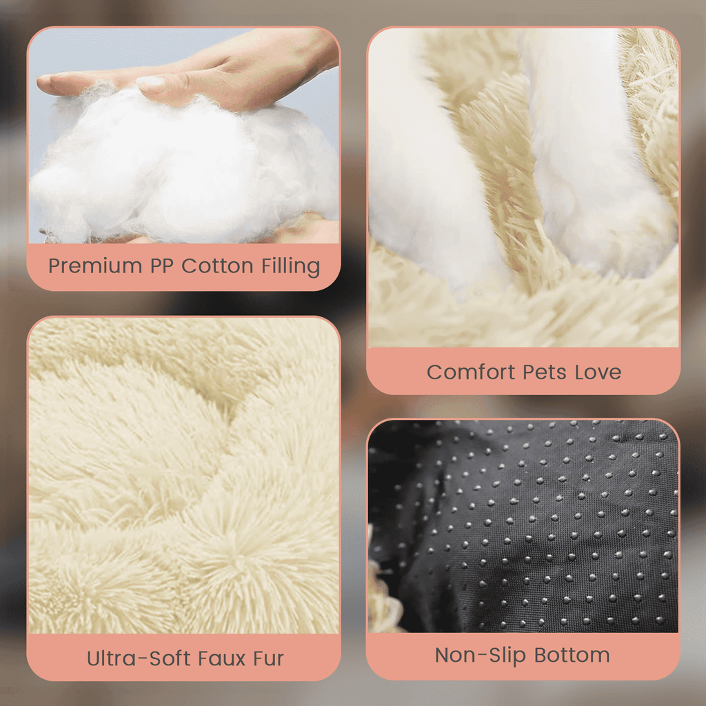 20 Inch Donut Dog Bed for Small Dogs, Round Pet Bed, Washable Dog Bed for Small Medium Dogs and Cats