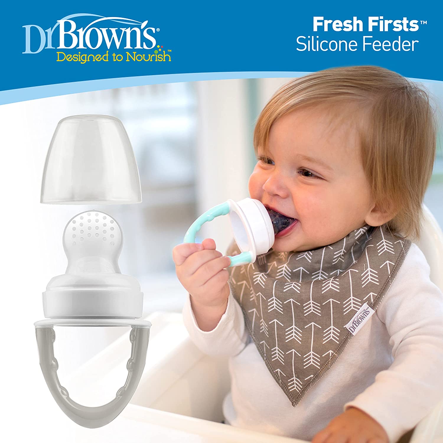 Designed to Nourish, Fresh Firsts Silicone Feeder, Solid Food Feeding, Mint, 1 Pack