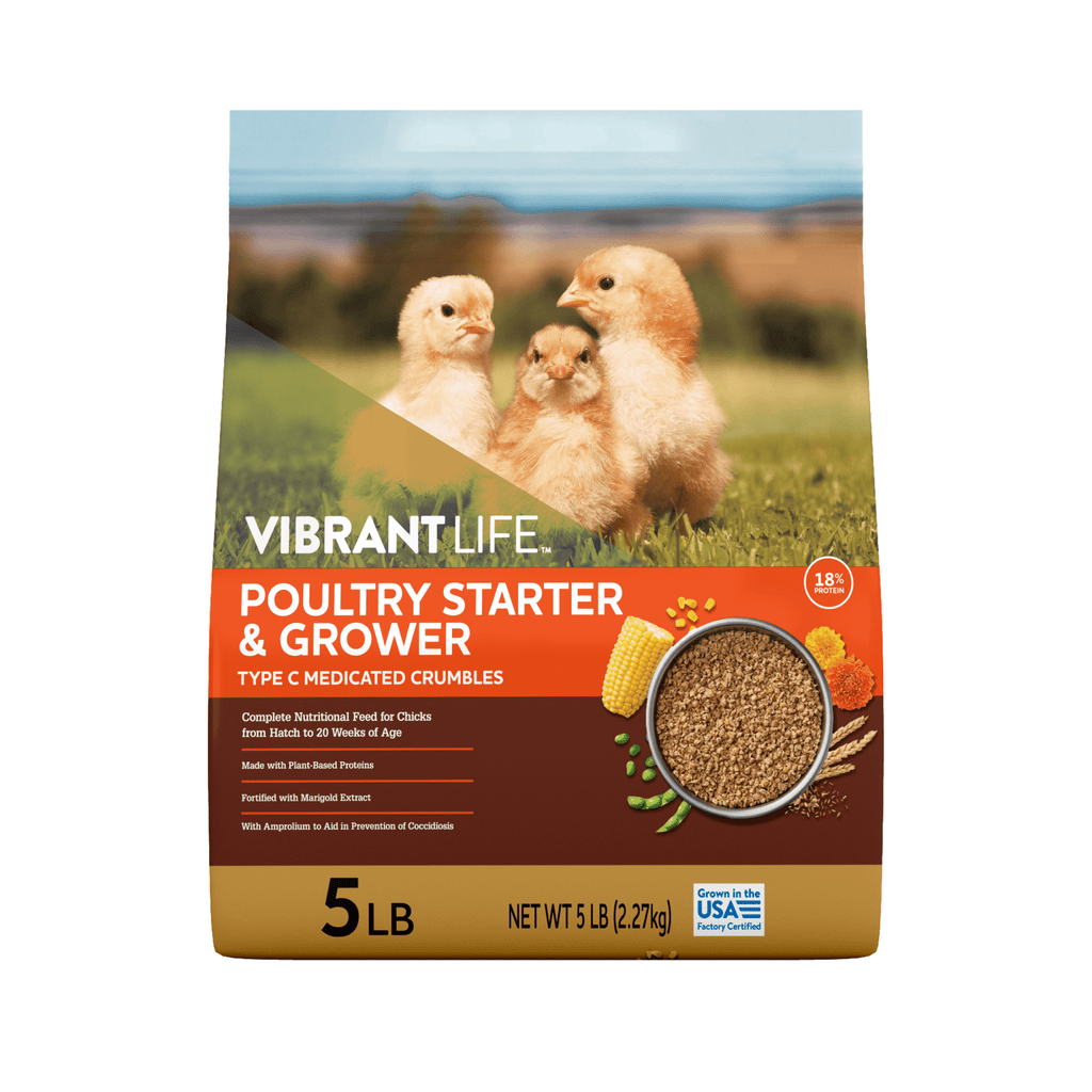 Poultry Starter and Grower Type C Medicated Crumbles, 5 lb Bag