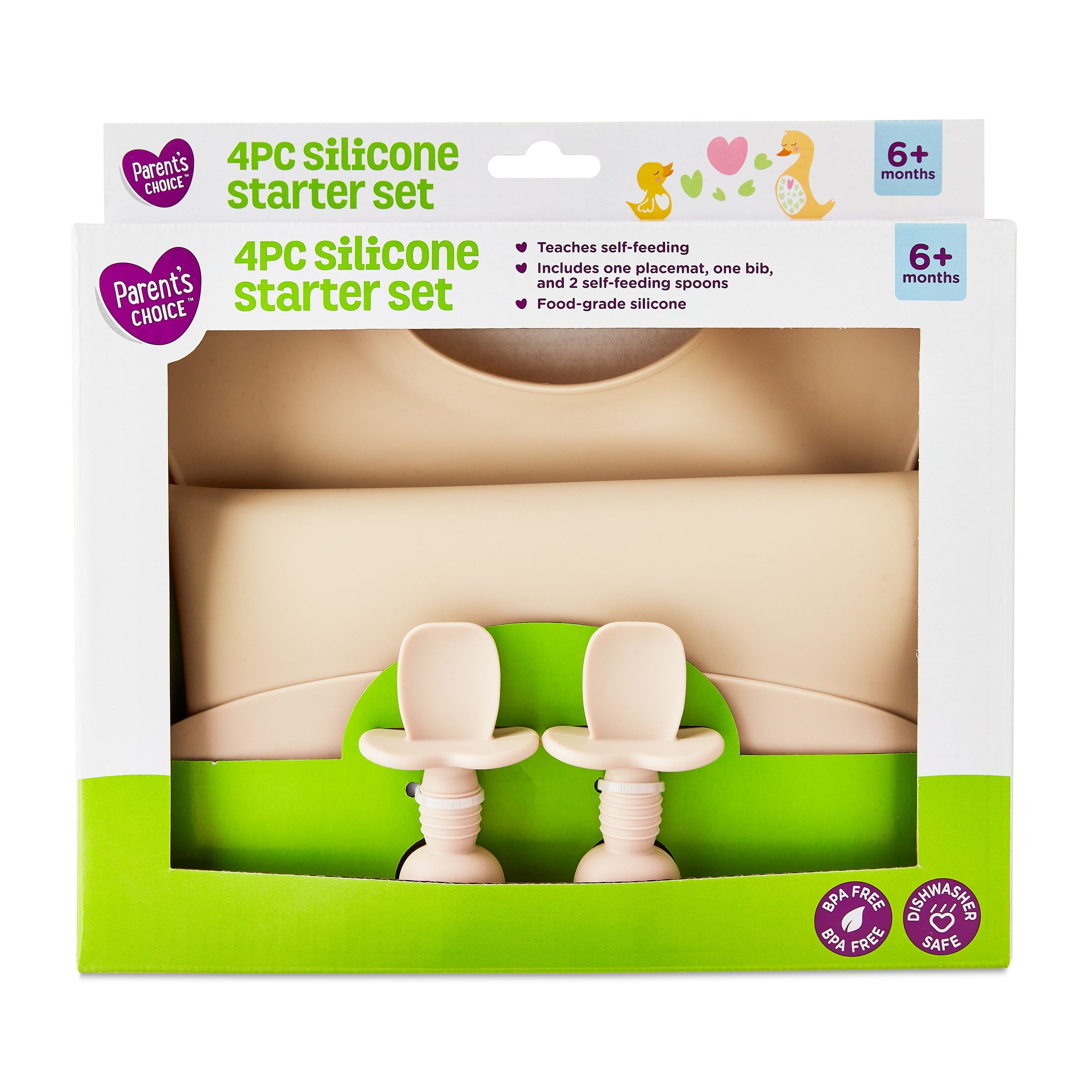 4-Piece Silicone Baby Feeding Starter Set, 6+ Months