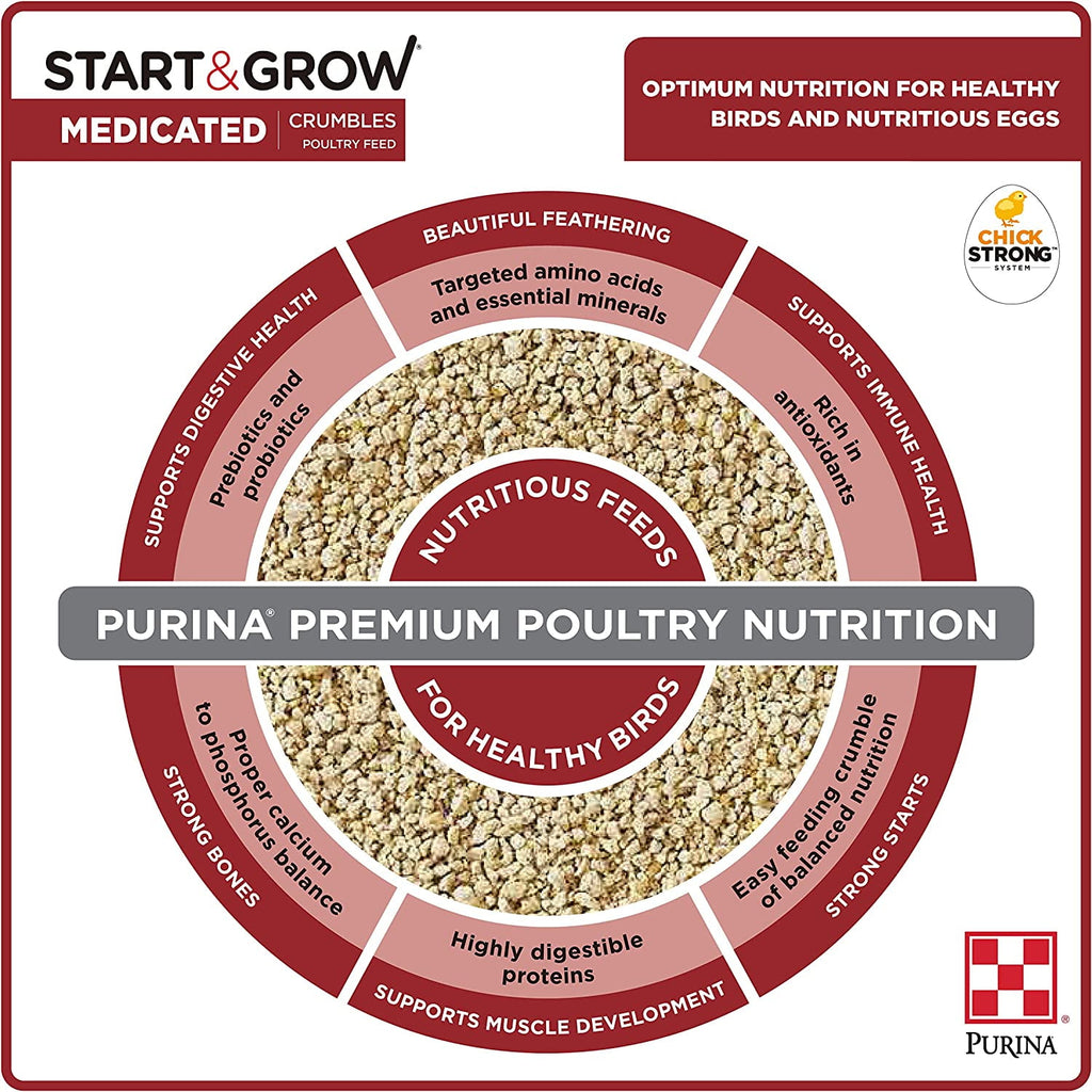 Start &amp; Grow Starter/Grower Medicated Feed Crumbles, 5 lb bag