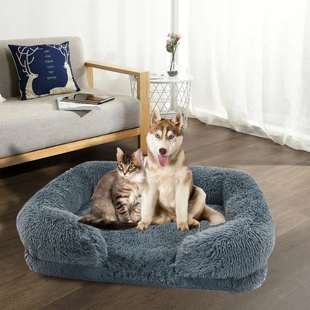 Pet Bed Dog Cat Cuddler Bed Faux Fur Warming Cushion For Small Medium Dogs And Cats Indoor Use
