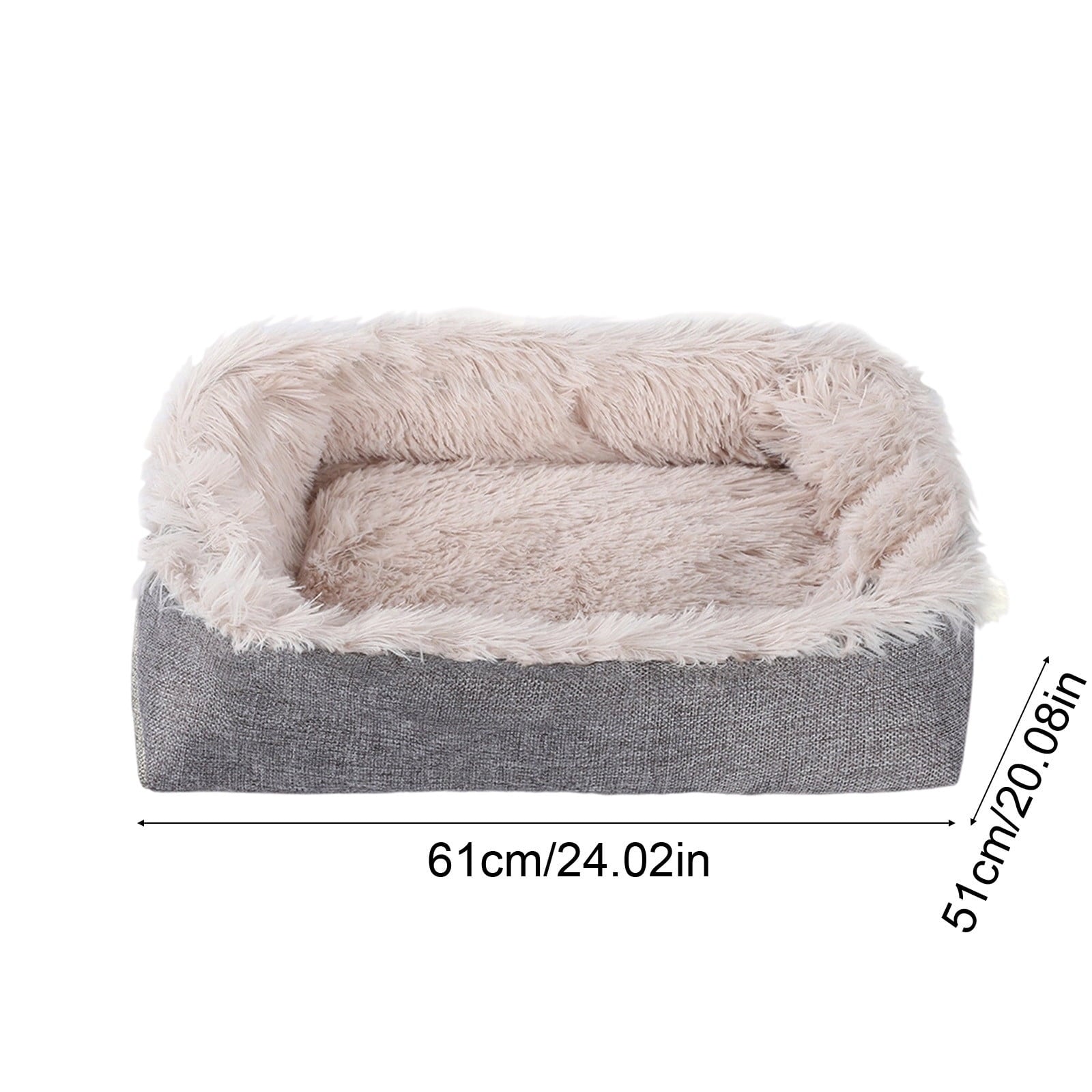 Large Pet Bed for Cat or Dog, Rectangle, 24x20 Inch(Beige)