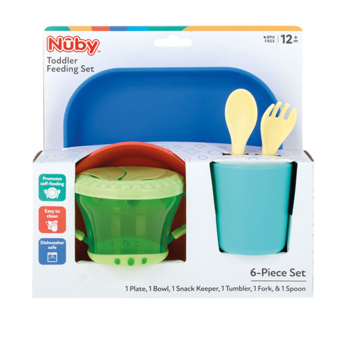 6-Piece Toddler Feeding Set with Plate, Bowl, Snack Keeper, Cup, and Utensils