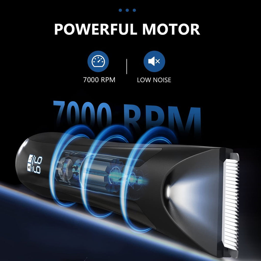 Electric Body Trimmer, Men's Groin Hair Trimmer IPX5 Wet/Dry Use Razor, Ceramic Blade Ball Shaver Clipper Body Grooming Kit with LCD Baterry Display, USB Recharge Dock &amp; LED Light