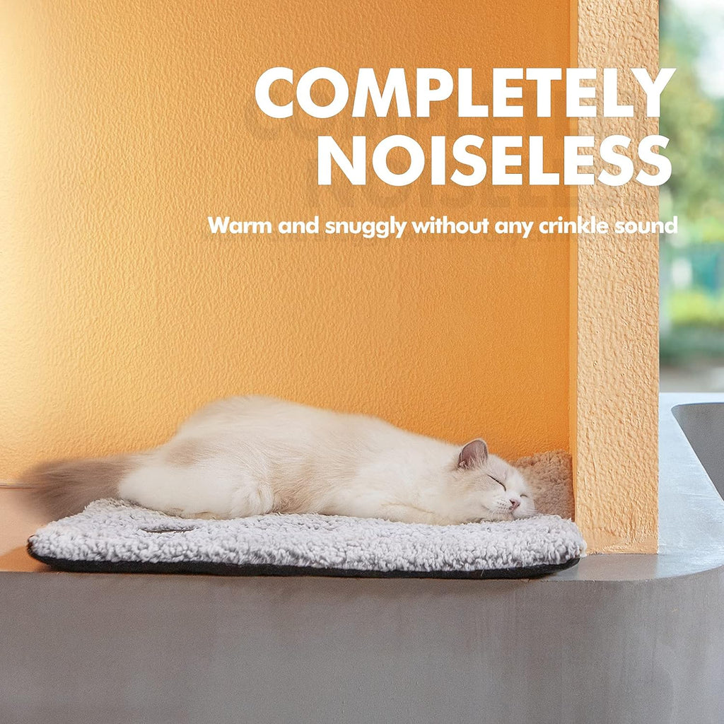 Self Warming Cat Bed for Indoor Cats Self Heating Pet Pad with Removable Washable Cover Non Slip Dog Bed for Small Dogs, Gray, 24*18