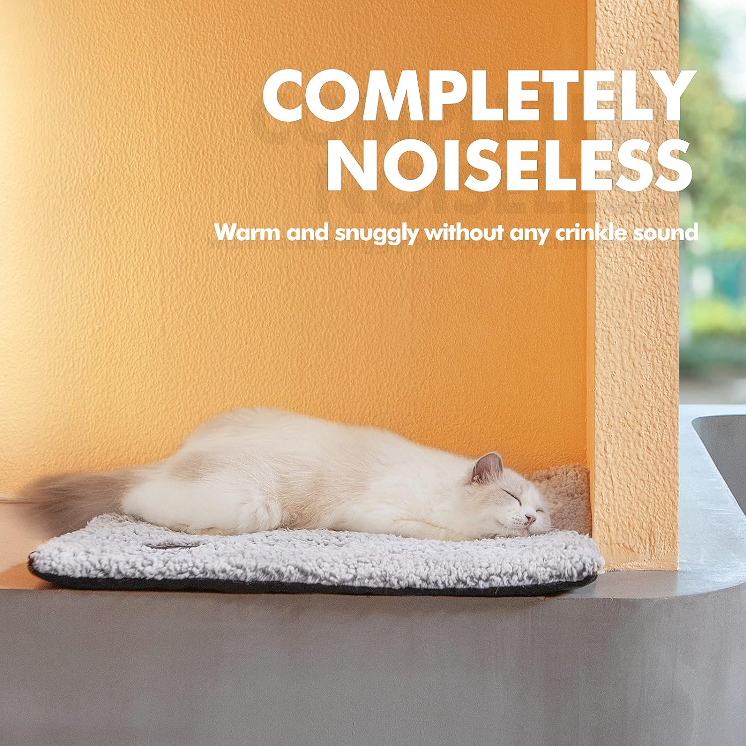 Self Warming Cat Bed for Indoor Cats Self Heating Pet Pad with Removable Washable Cover Non Slip Dog Bed for Small Dogs, Gray, 24*18