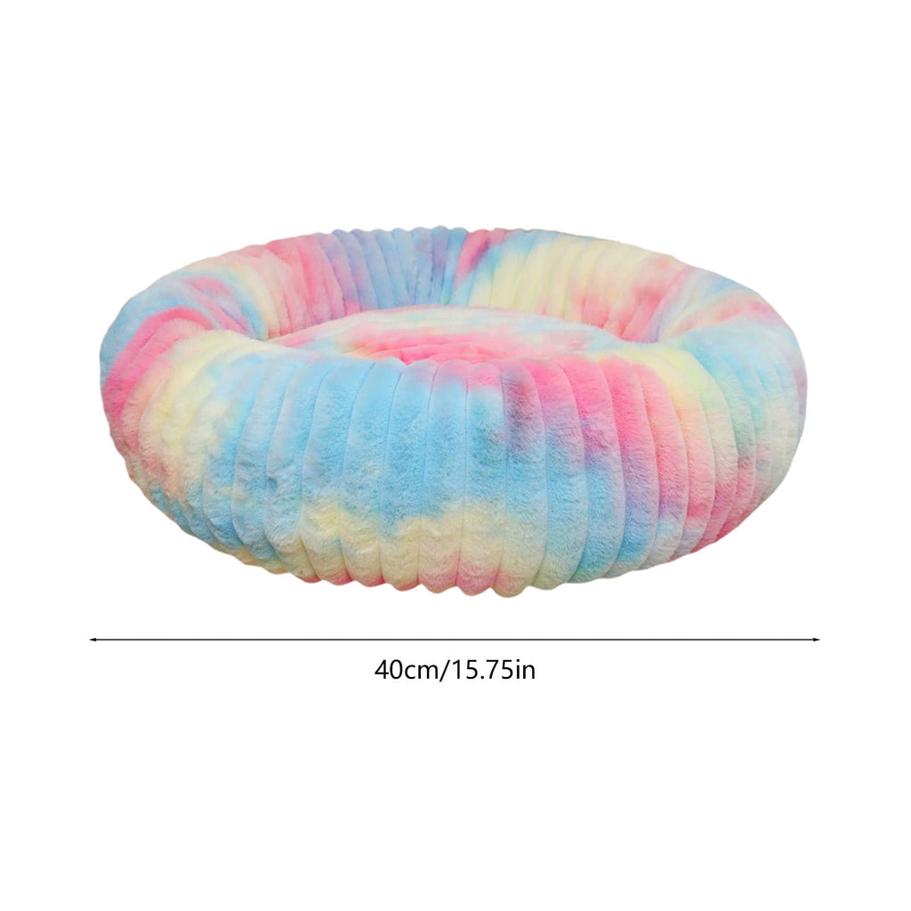 High Pile Plush Round Pet Bed Kennel Mat Extra Dog Cat Bed with Raised Edge for Small Medium Pets
