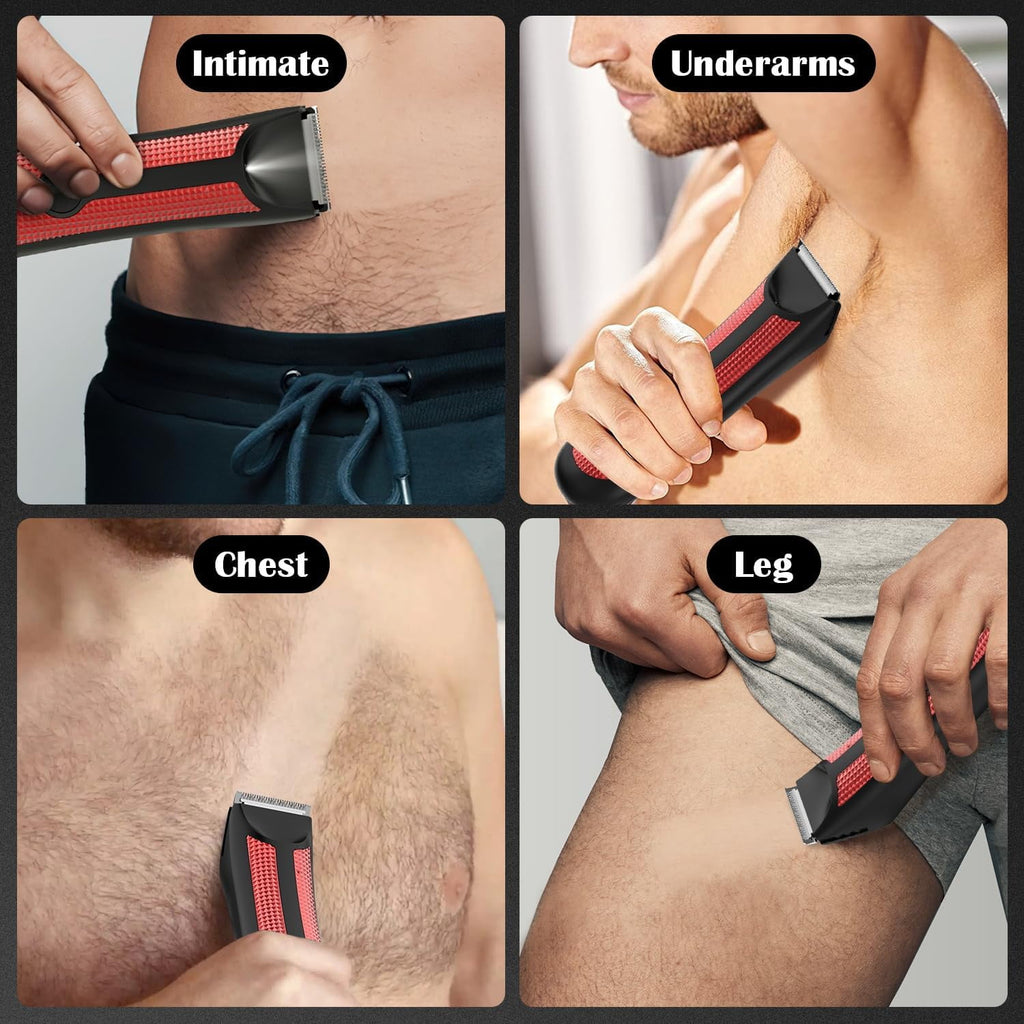 Body Hair Trimmer – Pubic, Groin, Chest &amp; Underarm Grooming Kit, Cordless Rechargeable Beard Trimmer w/ Adjustable Taper for Men Women, Black