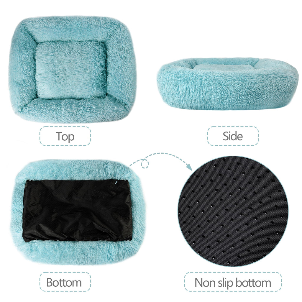 Rectangle Plush Pet Bed Bed for Dogs Cats Kennel Cuddler Crate Cushion Mat Washable