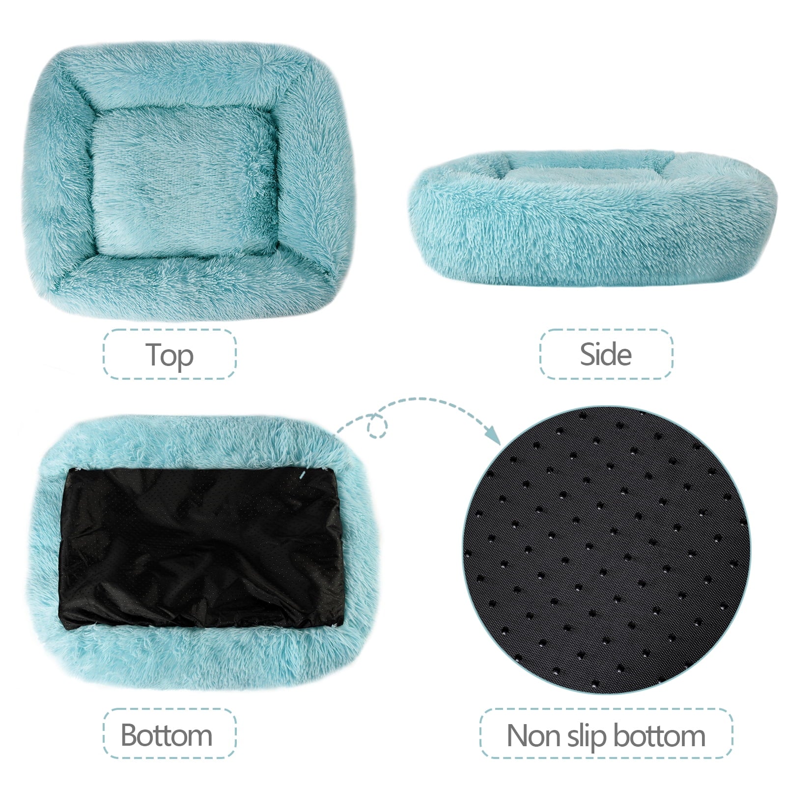 Rectangle Plush Pet Bed Bed for Dogs Cats Kennel Cuddler Crate Cushion Mat Washable