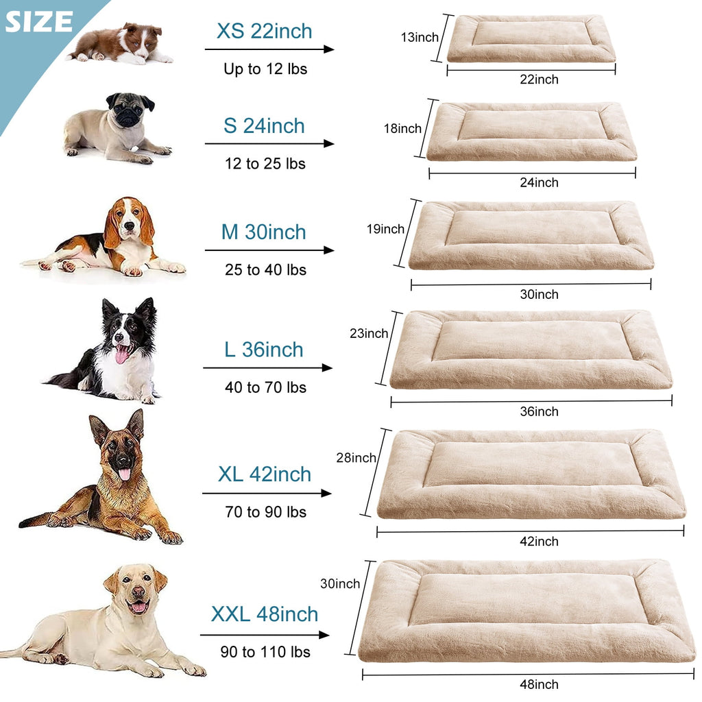 Plush Washable Dog Bed Ultra Dog Crate Mat Kennel Pad Anti-Slip Pet Sleeping Bed for Small Medium Large Dogs,Gray 36" x 23"