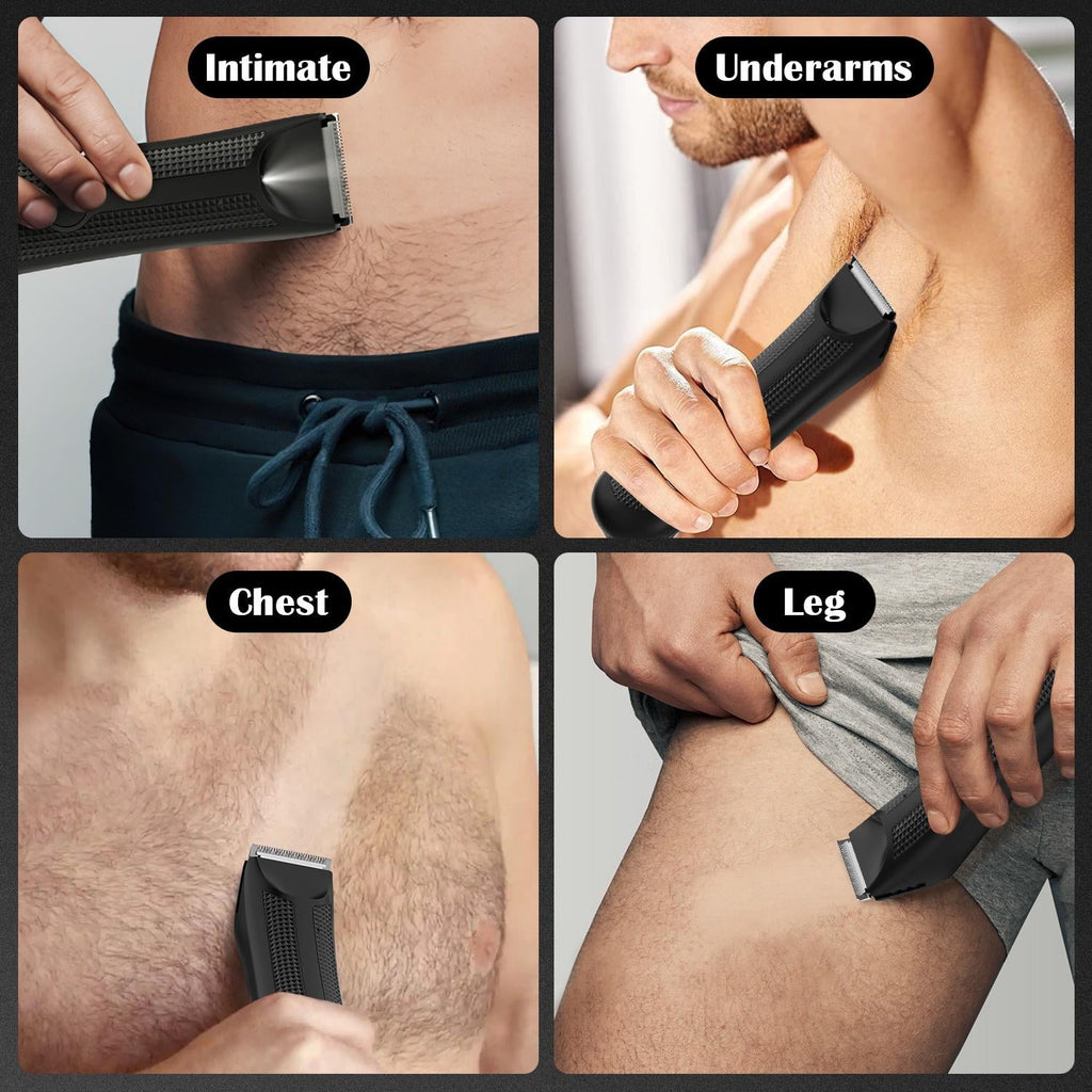 Body Hair Trimmer – Pubic, Groin, Chest &amp; Underarm Grooming Kit, Cordless Rechargeable Beard Trimmer w/ Adjustable Taper for Men Women, Black