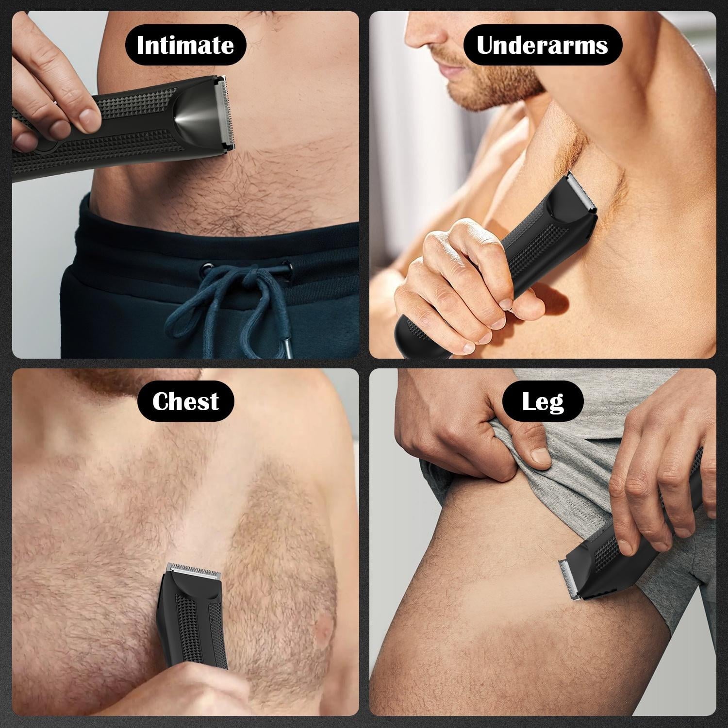 Body Hair Trimmer – Pubic, Groin, Chest &amp; Underarm Grooming Kit, Cordless Rechargeable Beard Trimmer w/ Adjustable Taper for Men Women, Black